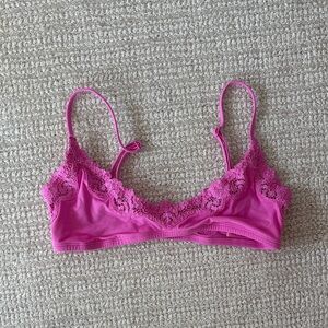 SKIMS Vibrant Pink Lace Bralette